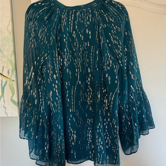 Lily Pulitzer Matilda Teal Silk Blouse EUC - Picture 2 of 2